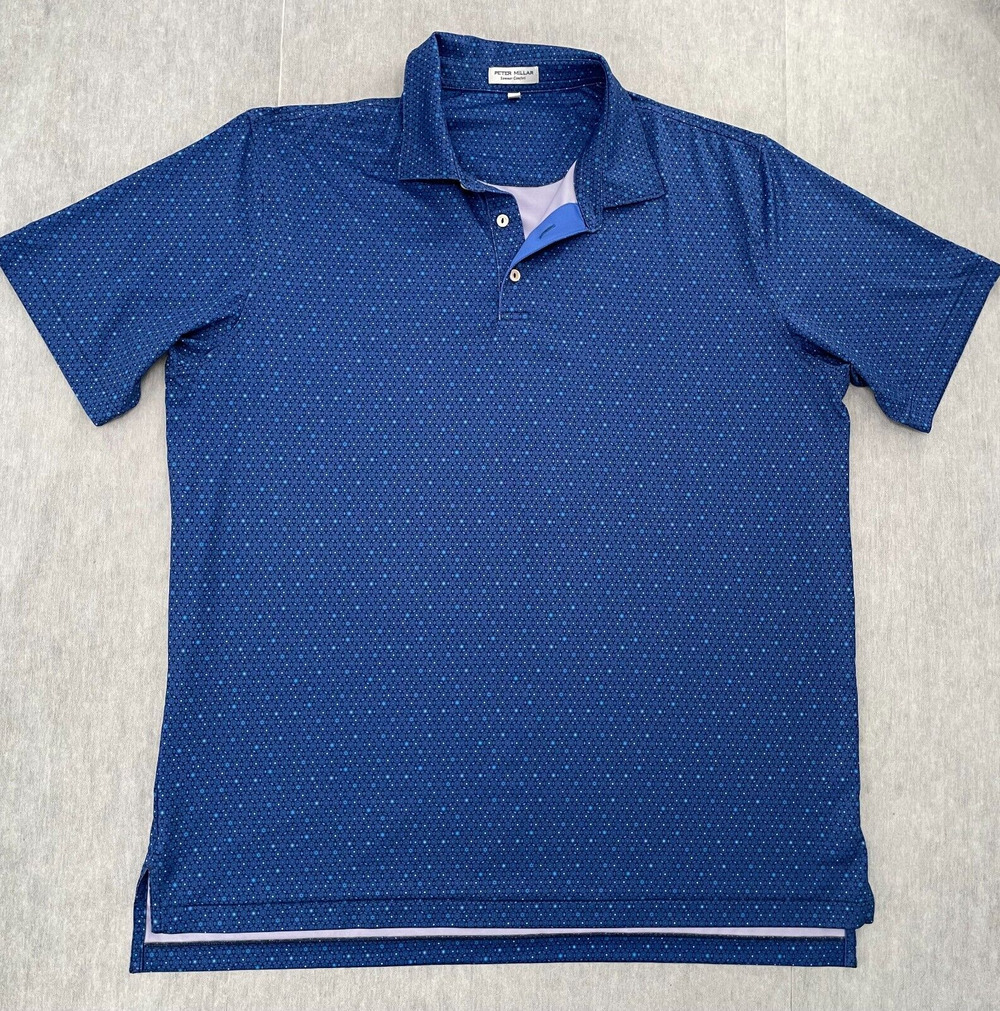 Peter Millar Shirt Adult Extra Large Blue Polo All Over Print Stars Golf Mens XL